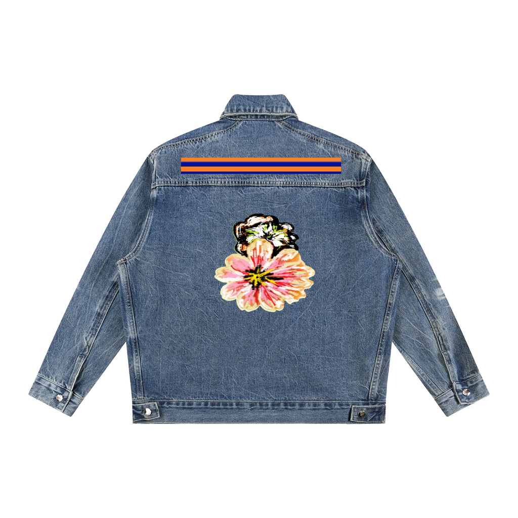 Vintage Wash Zip Up Denim Jacket