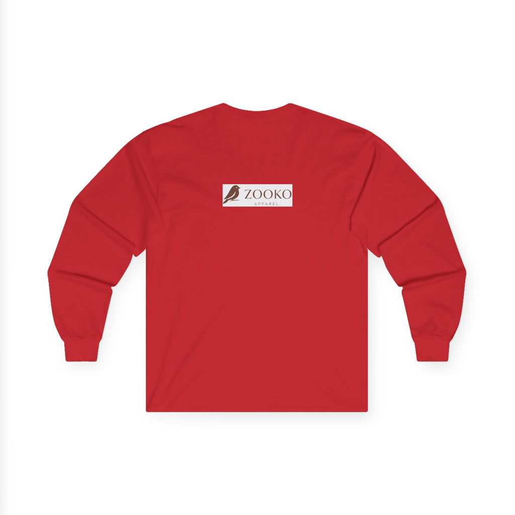 Azure Echo Long Sleeve Tee — Blue Stripe Silhouette Graphic