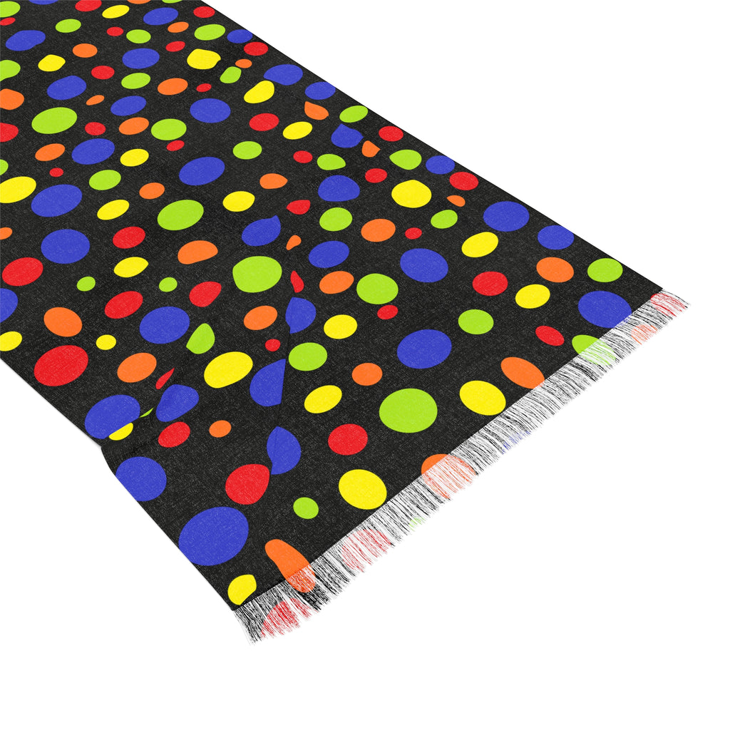 Colorful Polka Dot Light Scarf – Bright Multicolor Fringe Scarf