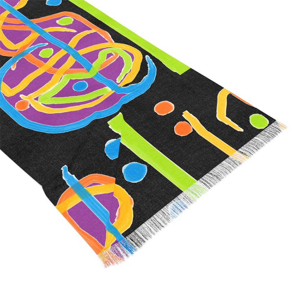 Neon Abstract Light Scarf — Colorful Retro Glow Pattern Scarf