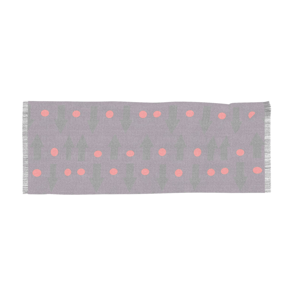 Purple Arrow Pattern Scarf — Lightweight Wool-Blend Throw with Red Dot Accent