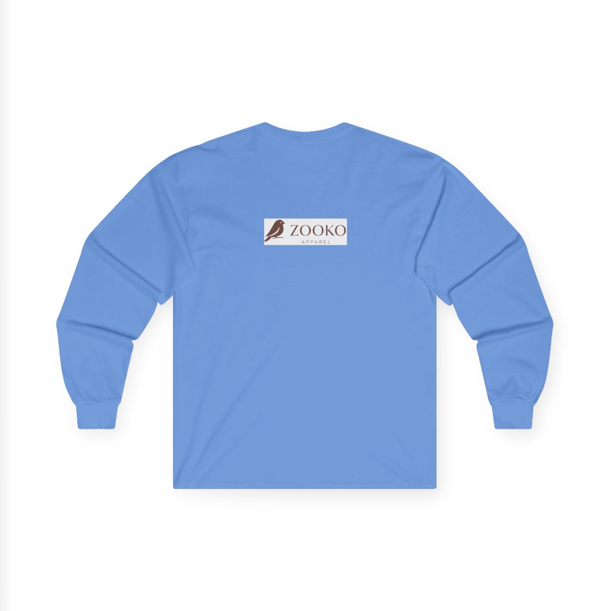 Azure Echo Long Sleeve Tee — Blue Stripe Silhouette Graphic