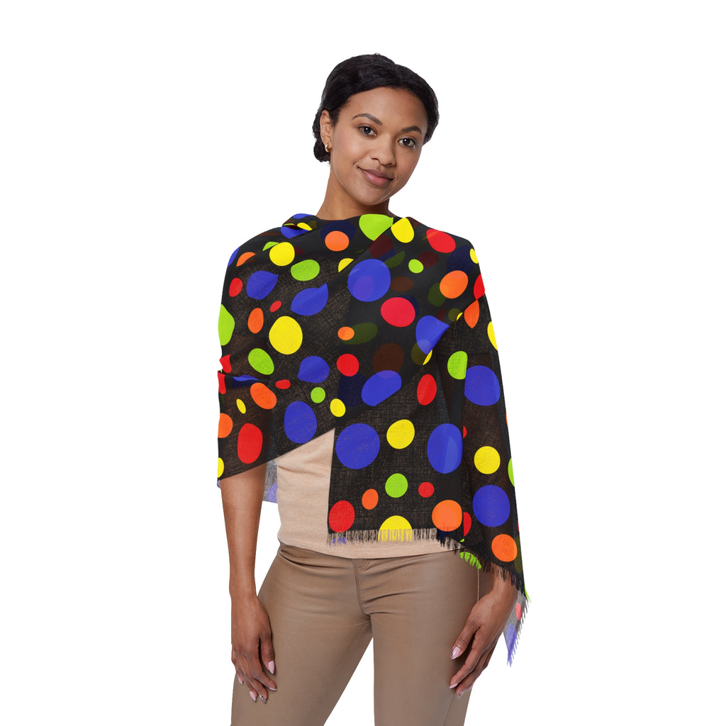 Colorful Polka Dot Light Scarf – Bright Multicolor Fringe Scarf