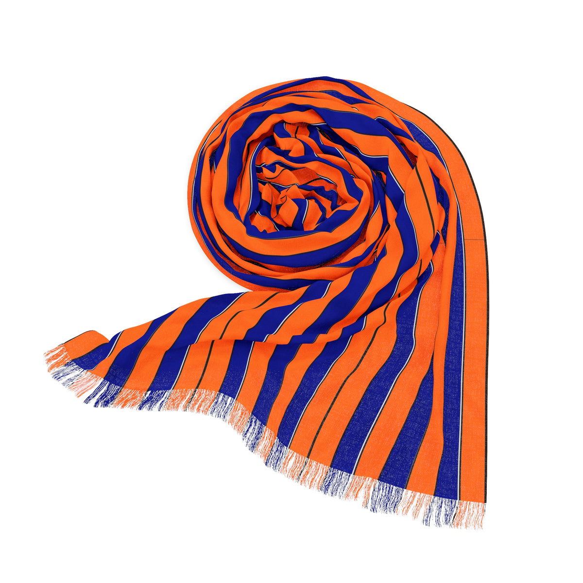 Striped Lightweight Scarf — Orange & Navy / Pink & Gray Reversible Knit