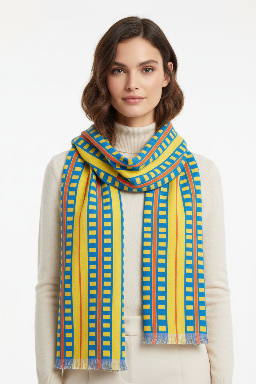 Light Scarf – Bright Geometric Striped Lightweight Fashion Scarf