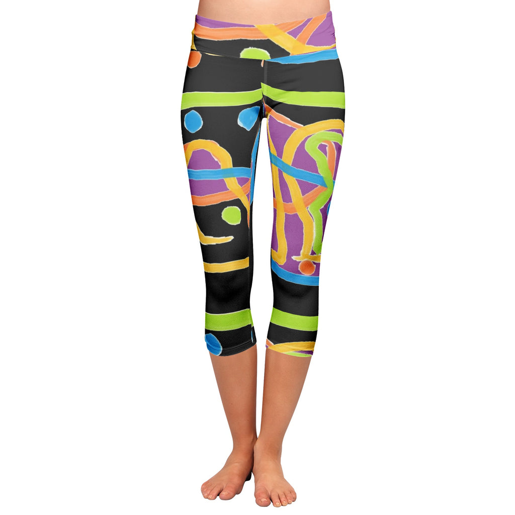 black Women 's All-Over Print Yoga Capri Leggings