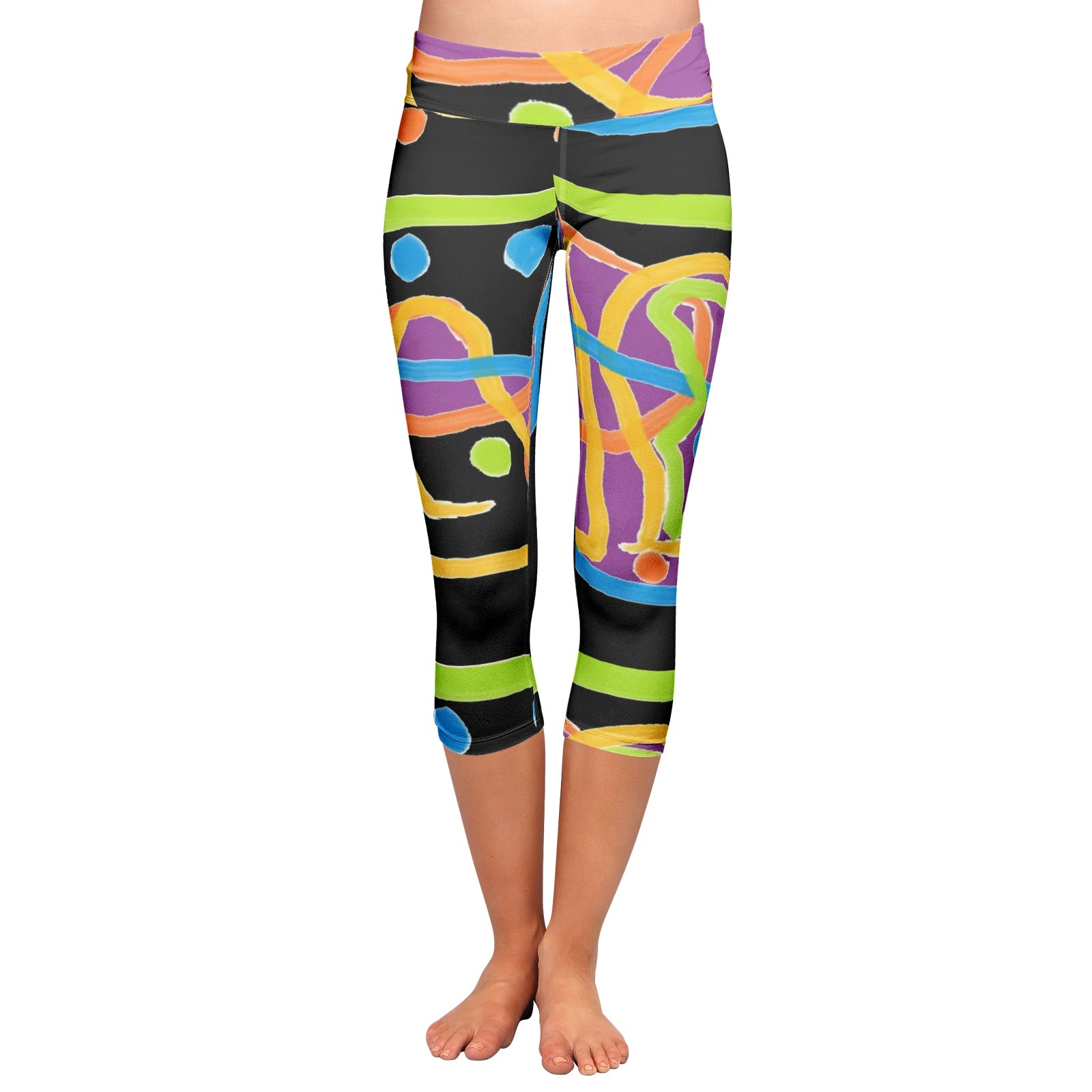 black Women 's All-Over Print Yoga Capri Leggings