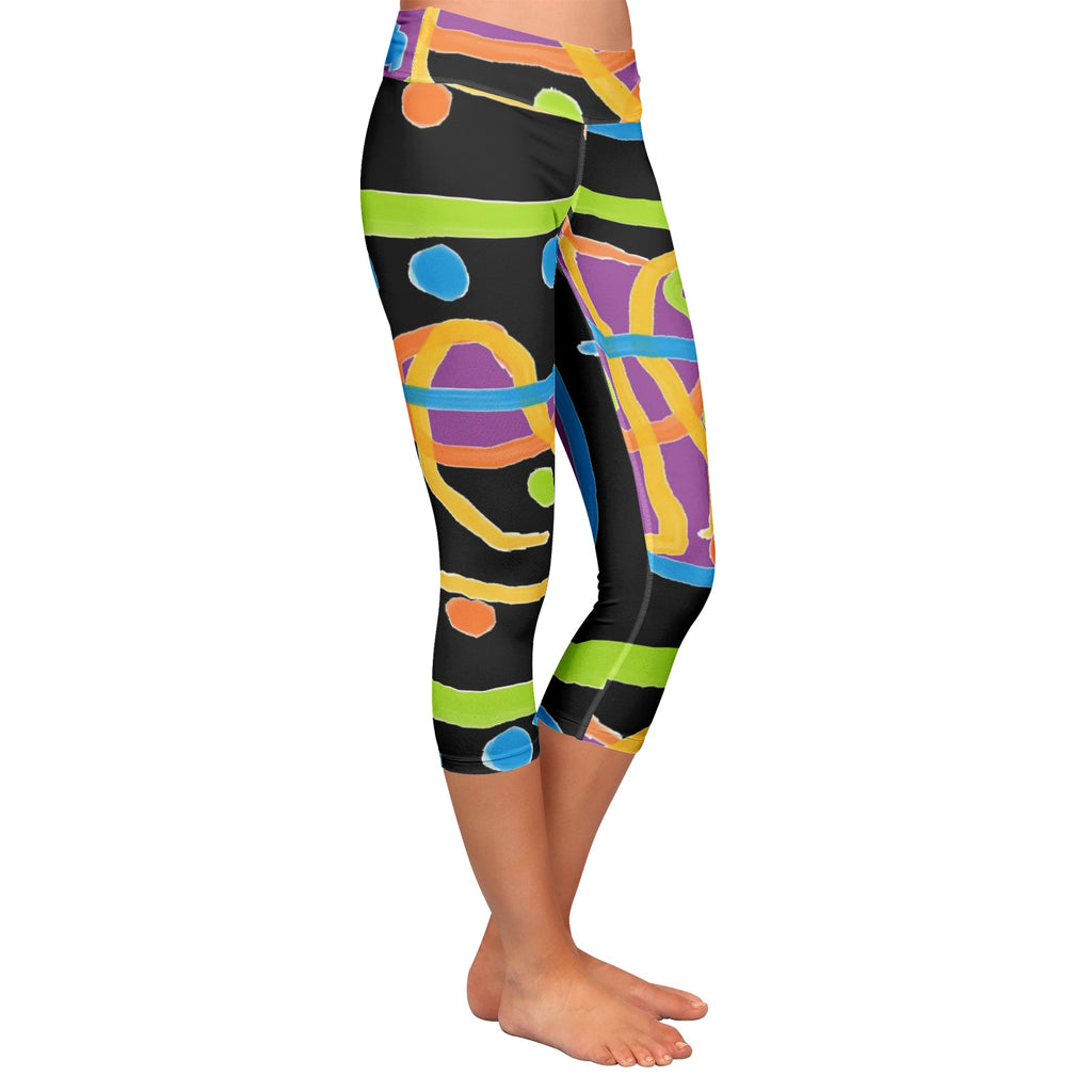 black Women 's All-Over Print Yoga Capri Leggings