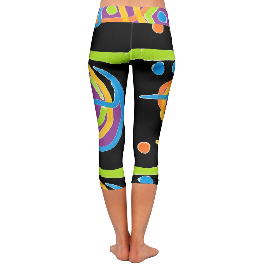 black Women 's All-Over Print Yoga Capri Leggings