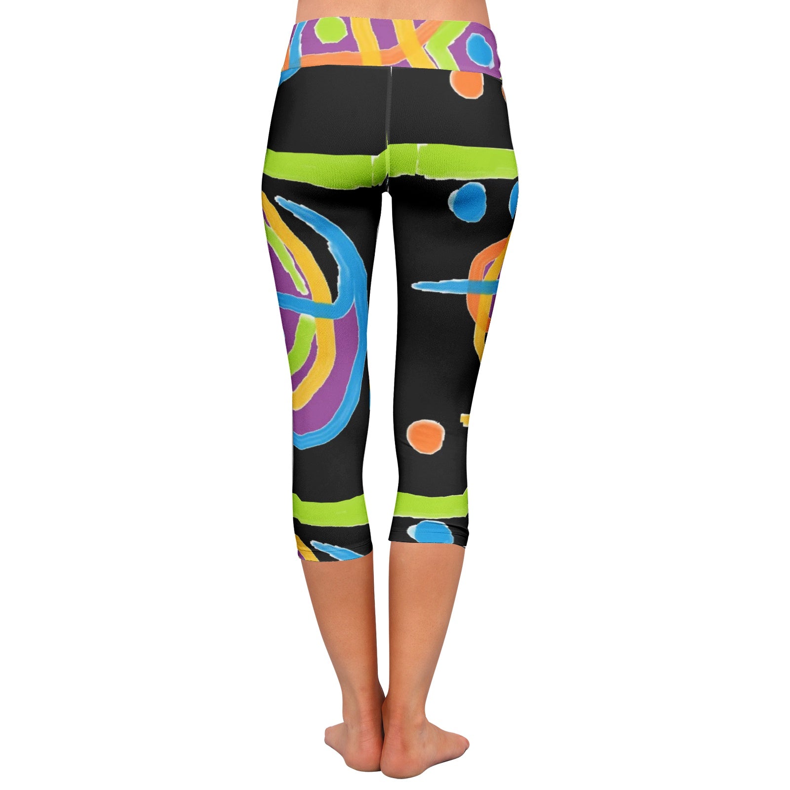 black Women 's All-Over Print Yoga Capri Leggings