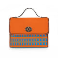 Waterproof Canvas Satchel — Orange & Blue Geometric Crossbody Bag