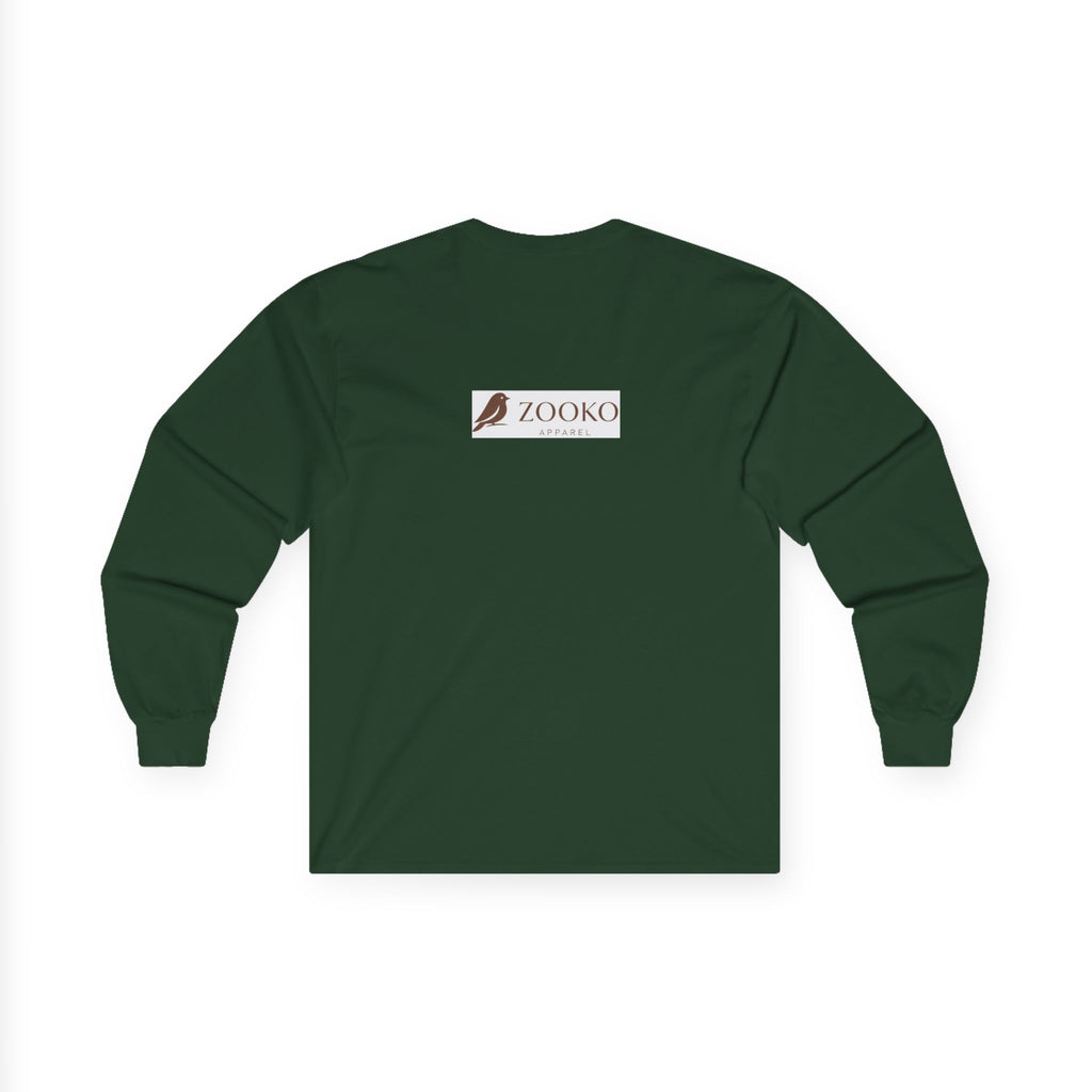 Azure Echo Long Sleeve Tee — Blue Stripe Silhouette Graphic
