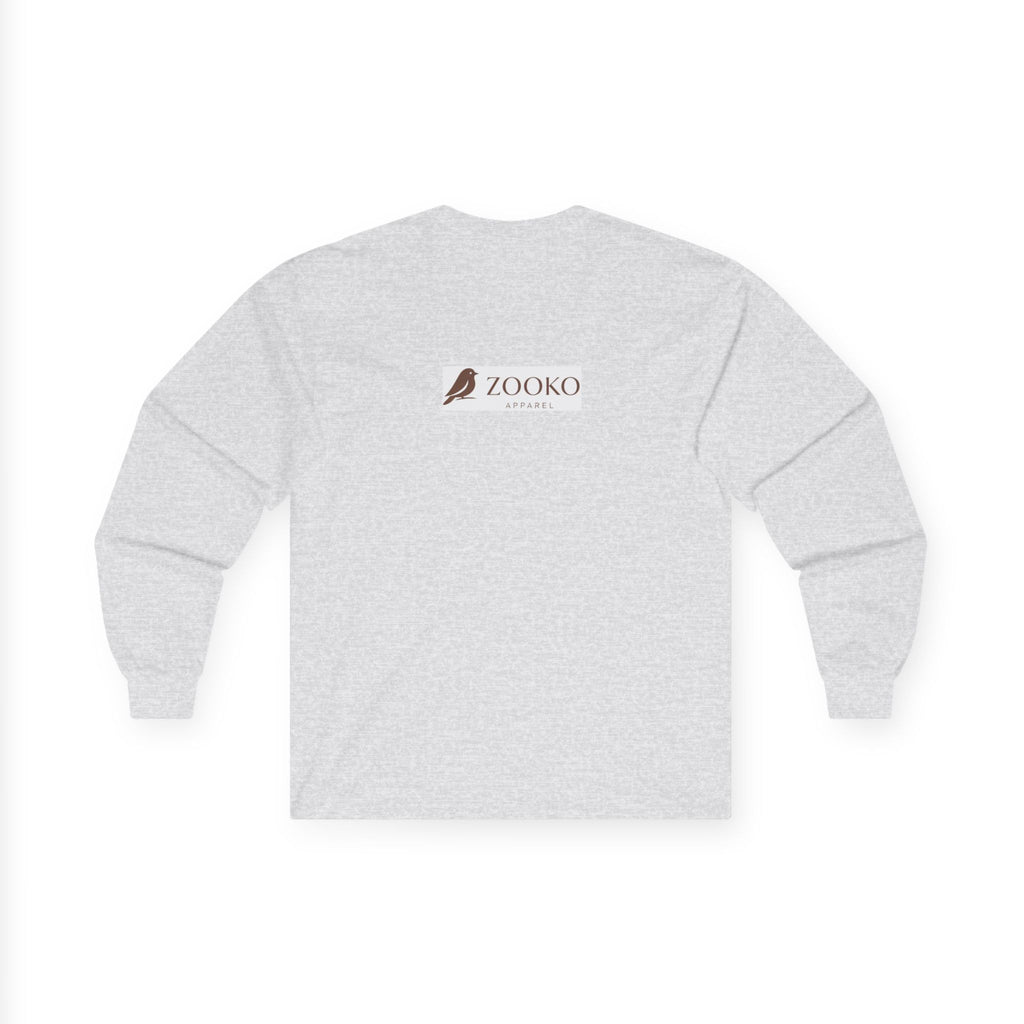 Azure Echo Long Sleeve Tee — Blue Stripe Silhouette Graphic