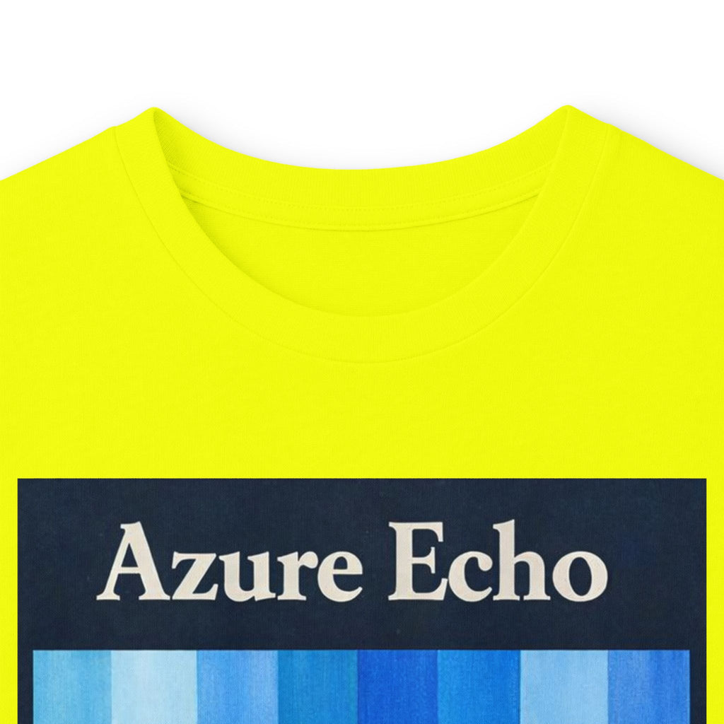 Azure Echo Long Sleeve Tee — Blue Stripe Silhouette Graphic