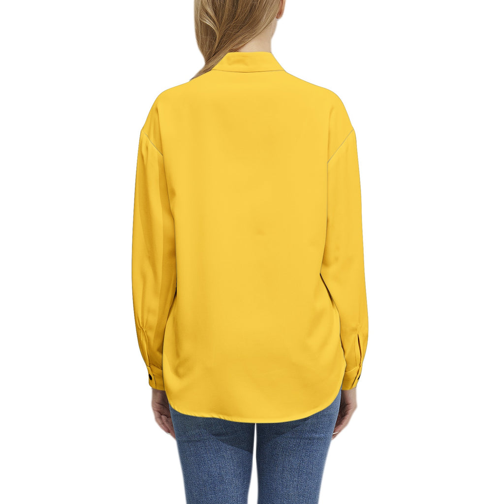 gold-Long Sleeve Button Up Casual Shirt Top