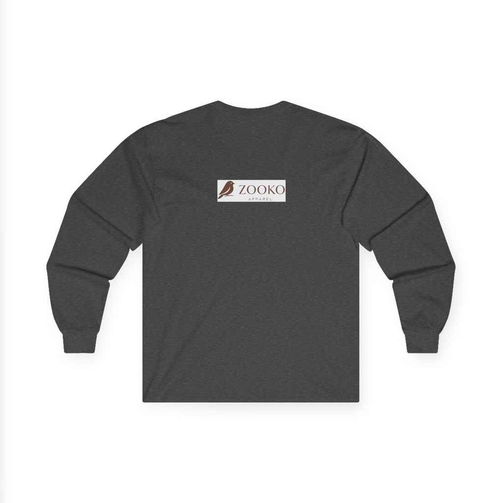 Azure Echo Long Sleeve Tee — Blue Stripe Silhouette Graphic