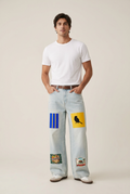 Men's Vintage Wash Wide Leg Denim Jeans