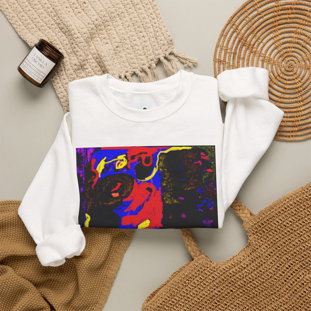 Abstract Neon Art Sweatshirt — Colorful Pop Portrait Crewneck