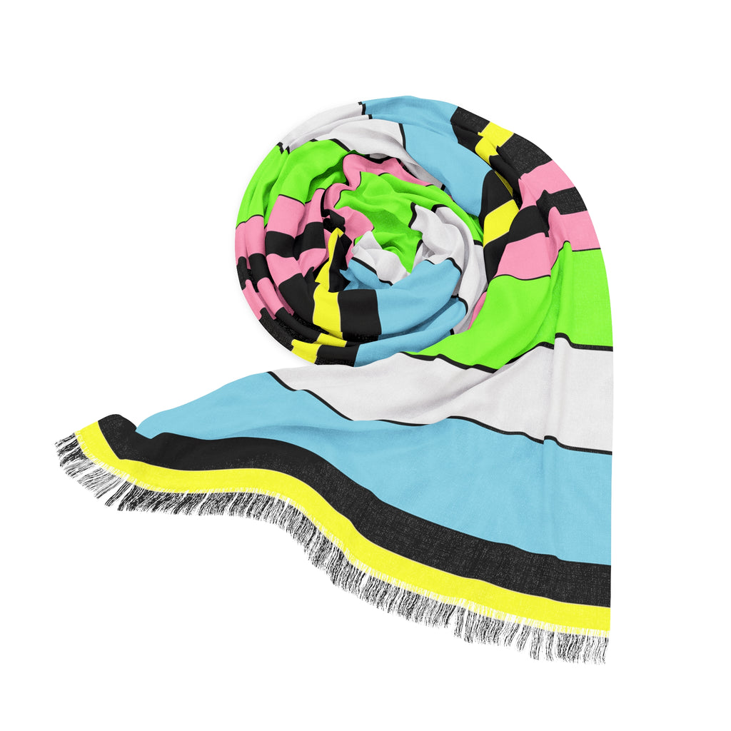 Pastel Neon Stripe Scarf — Lightweight Spring/Summer Fashion Accessory