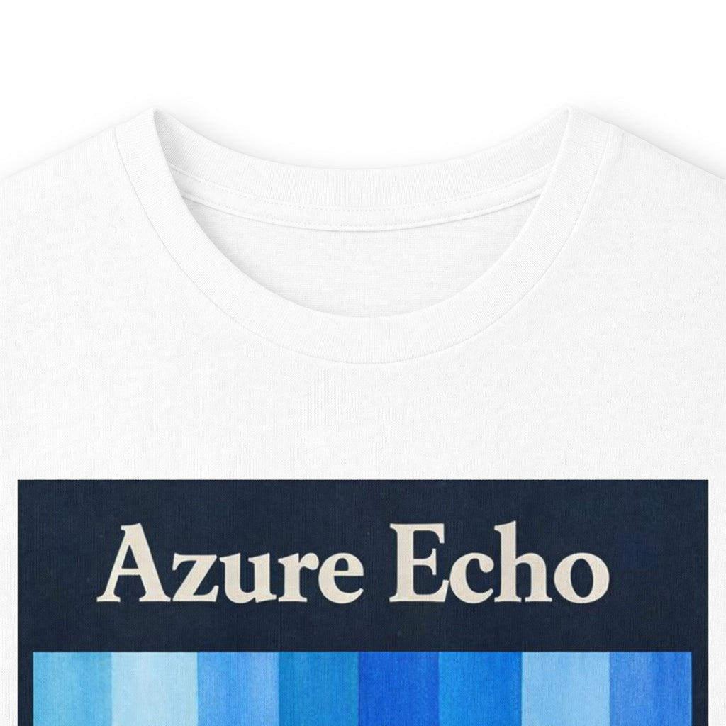Azure Echo Long Sleeve Tee — Blue Stripe Silhouette Graphic