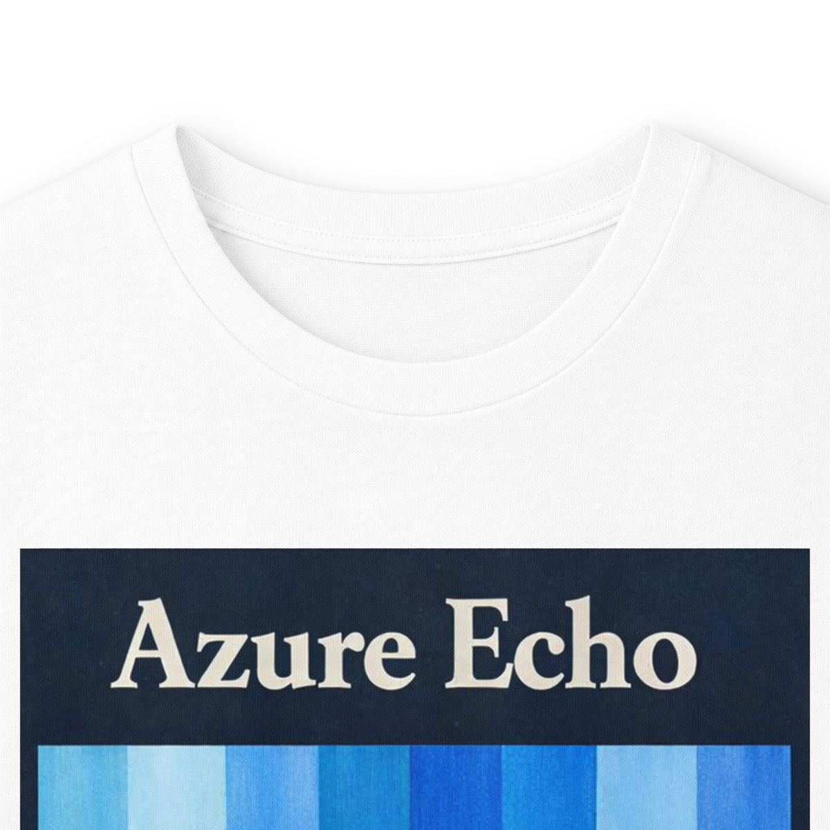 Azure Echo Long Sleeve Tee — Blue Stripe Silhouette Graphic