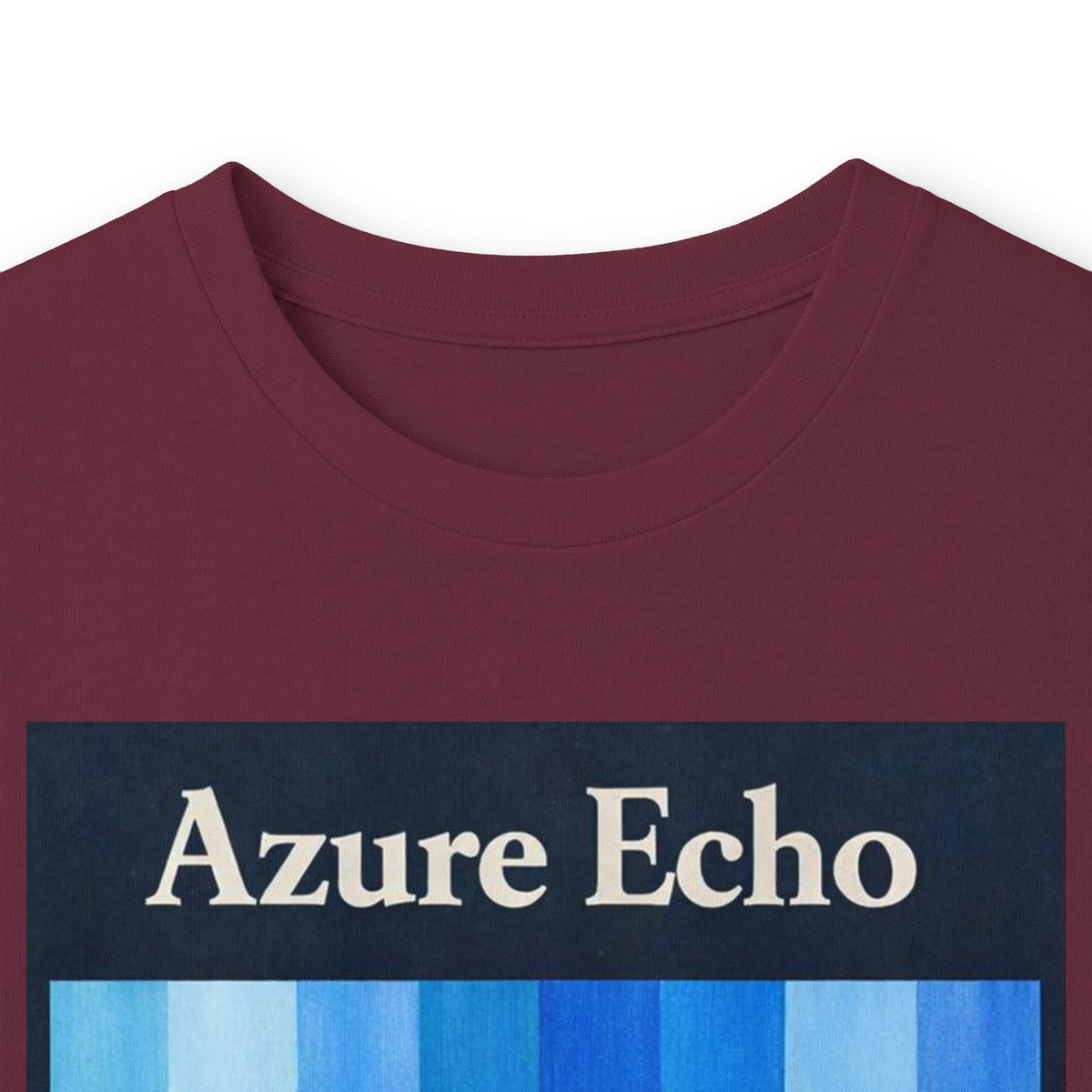 Azure Echo Long Sleeve Tee — Blue Stripe Silhouette Graphic