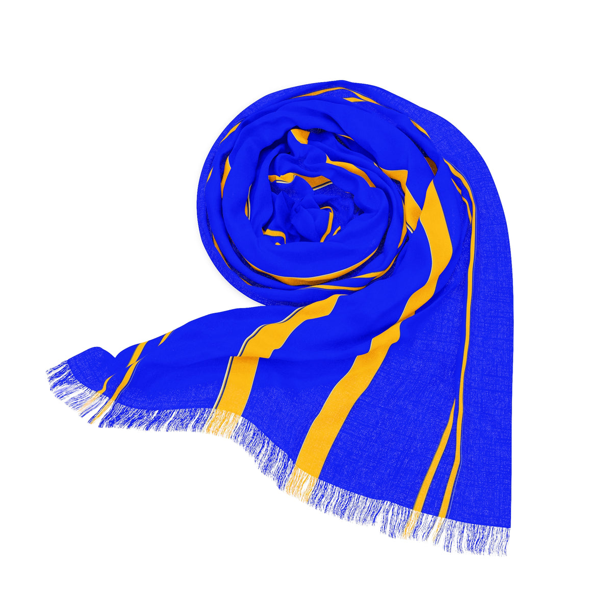 Striped Lightweight Scarf – Blue & Yellow Summer Wrap