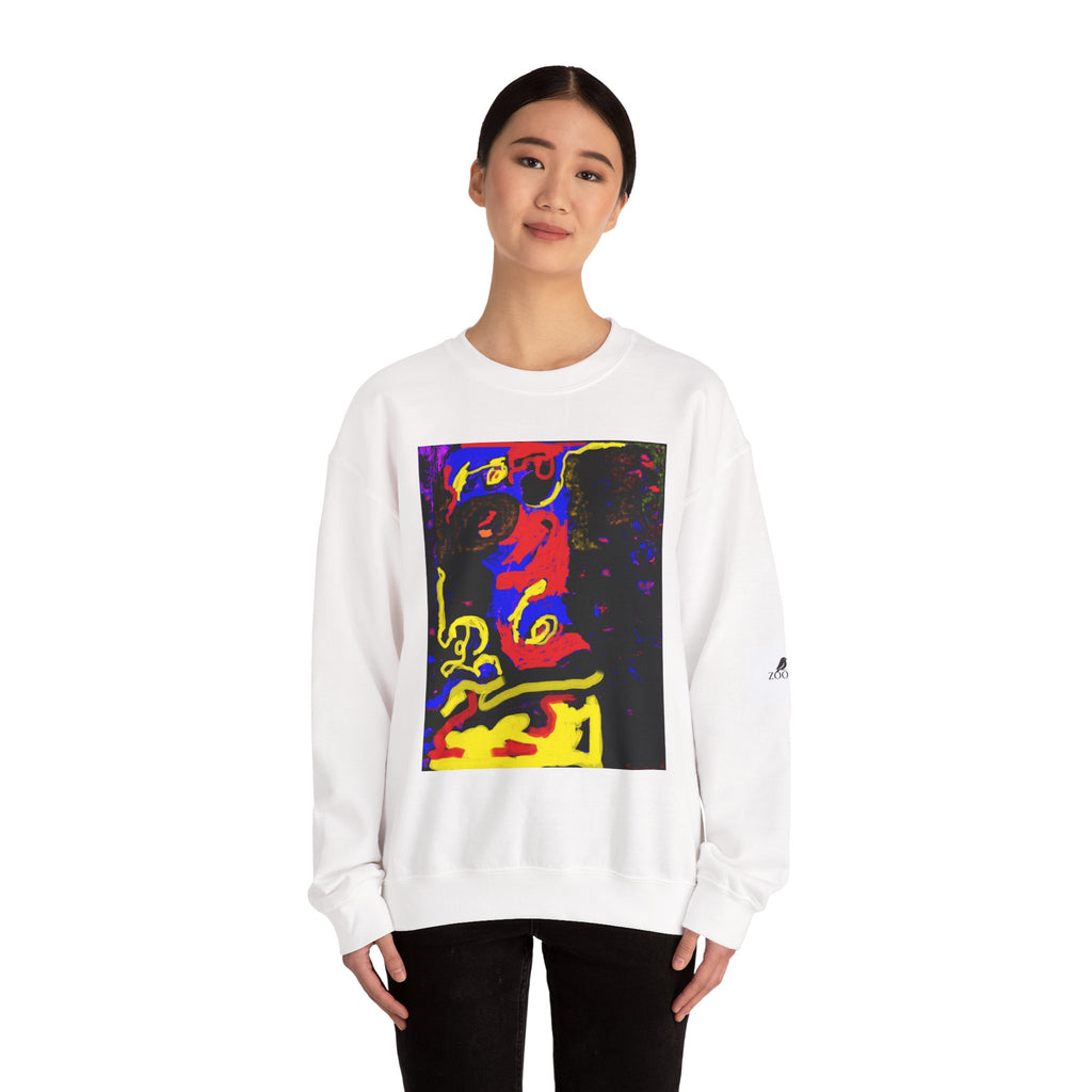 Abstract Neon Art Sweatshirt — Colorful Pop Portrait Crewneck