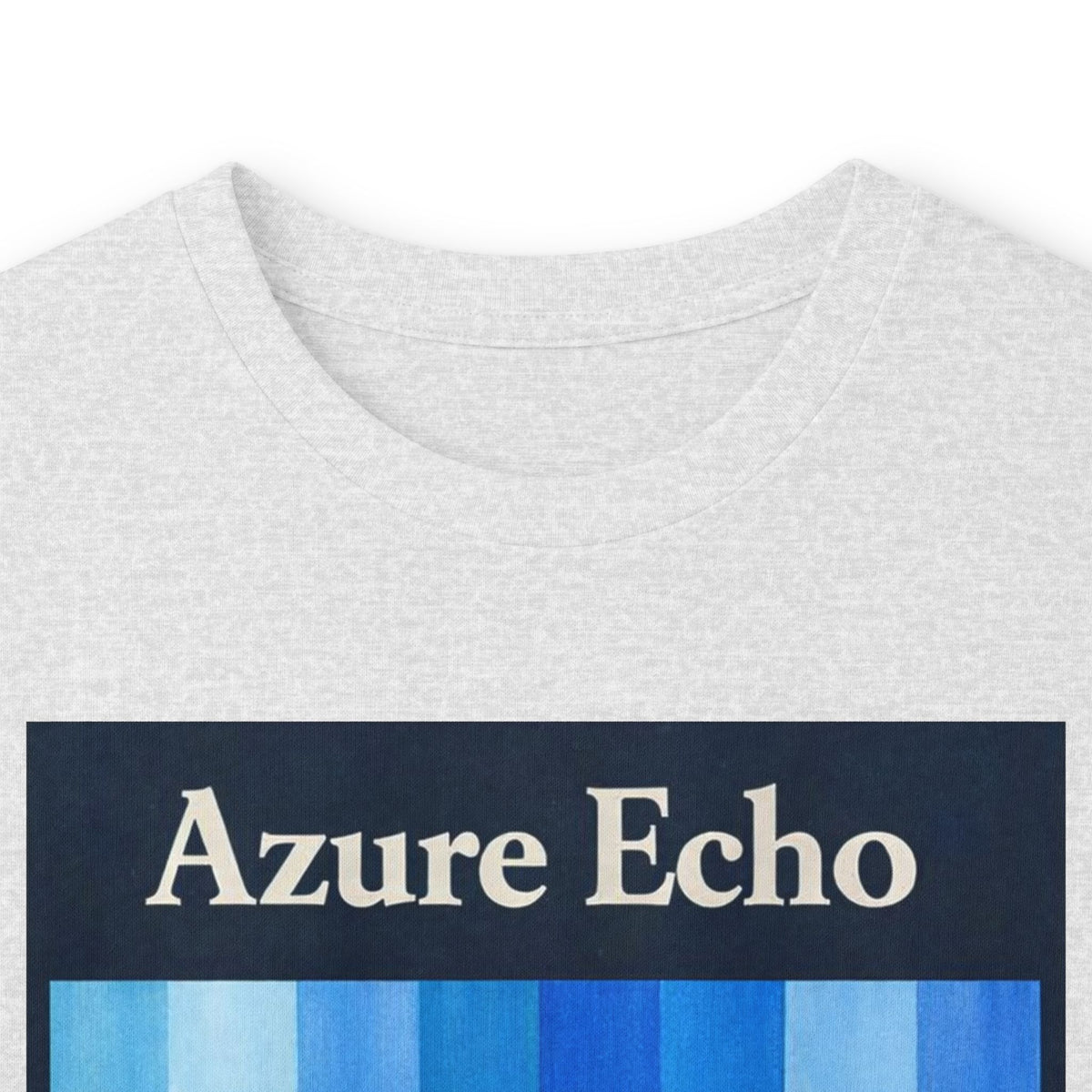 Azure Echo Long Sleeve Tee — Blue Stripe Silhouette Graphic