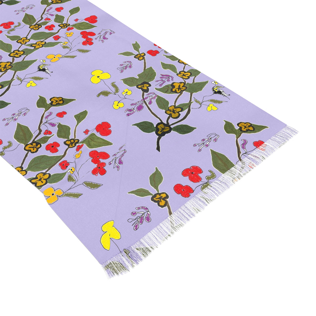 Floral Vine Lightweight Scarf — Lavender Heart & Buttercup Pattern