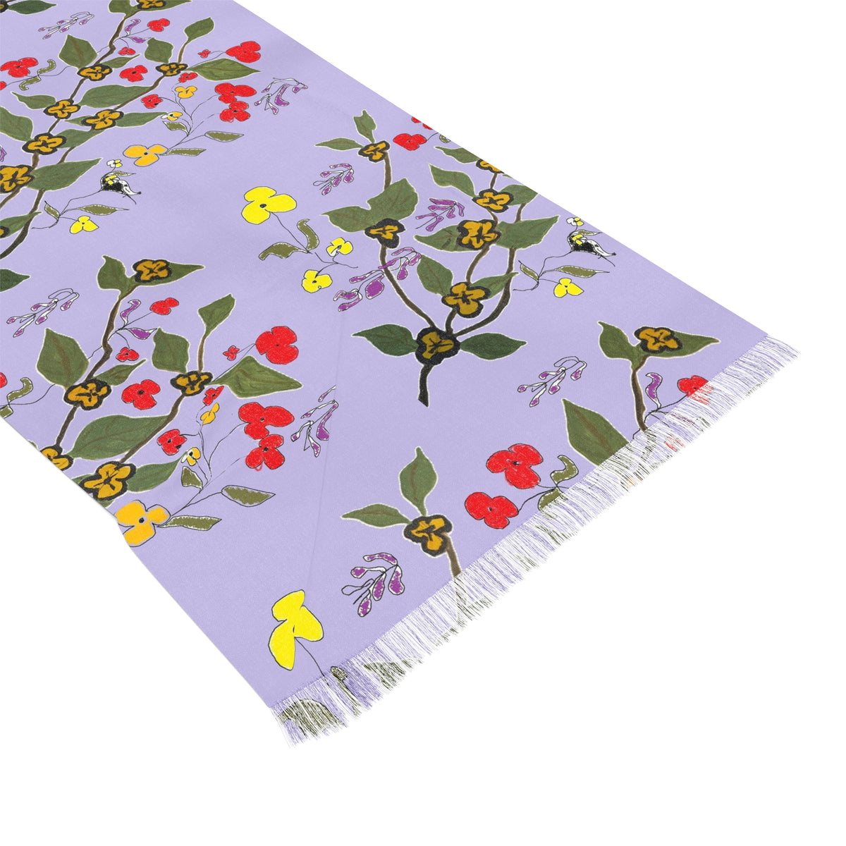 Floral Vine Lightweight Scarf — Lavender Heart & Buttercup Pattern