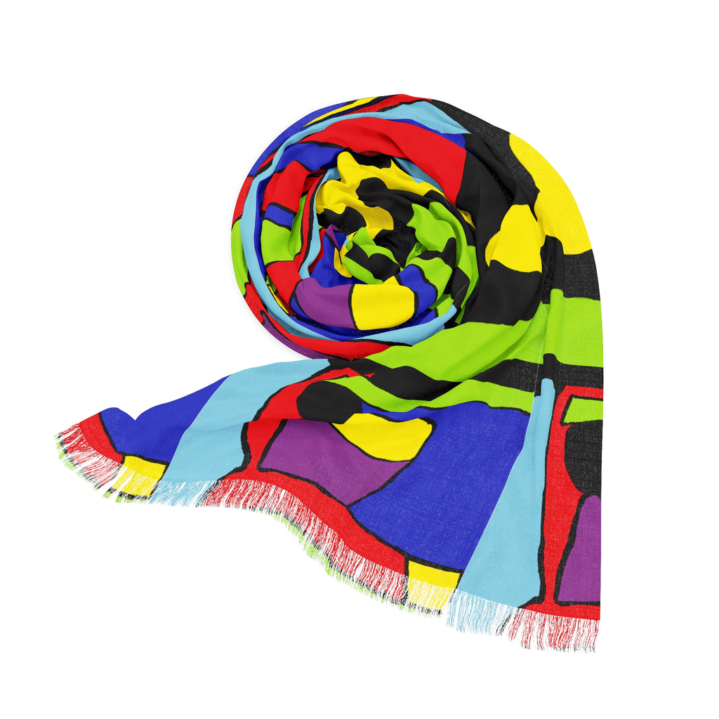 Abstract Pop Art Light Scarf – Bold Colorblock Fashion Wrap