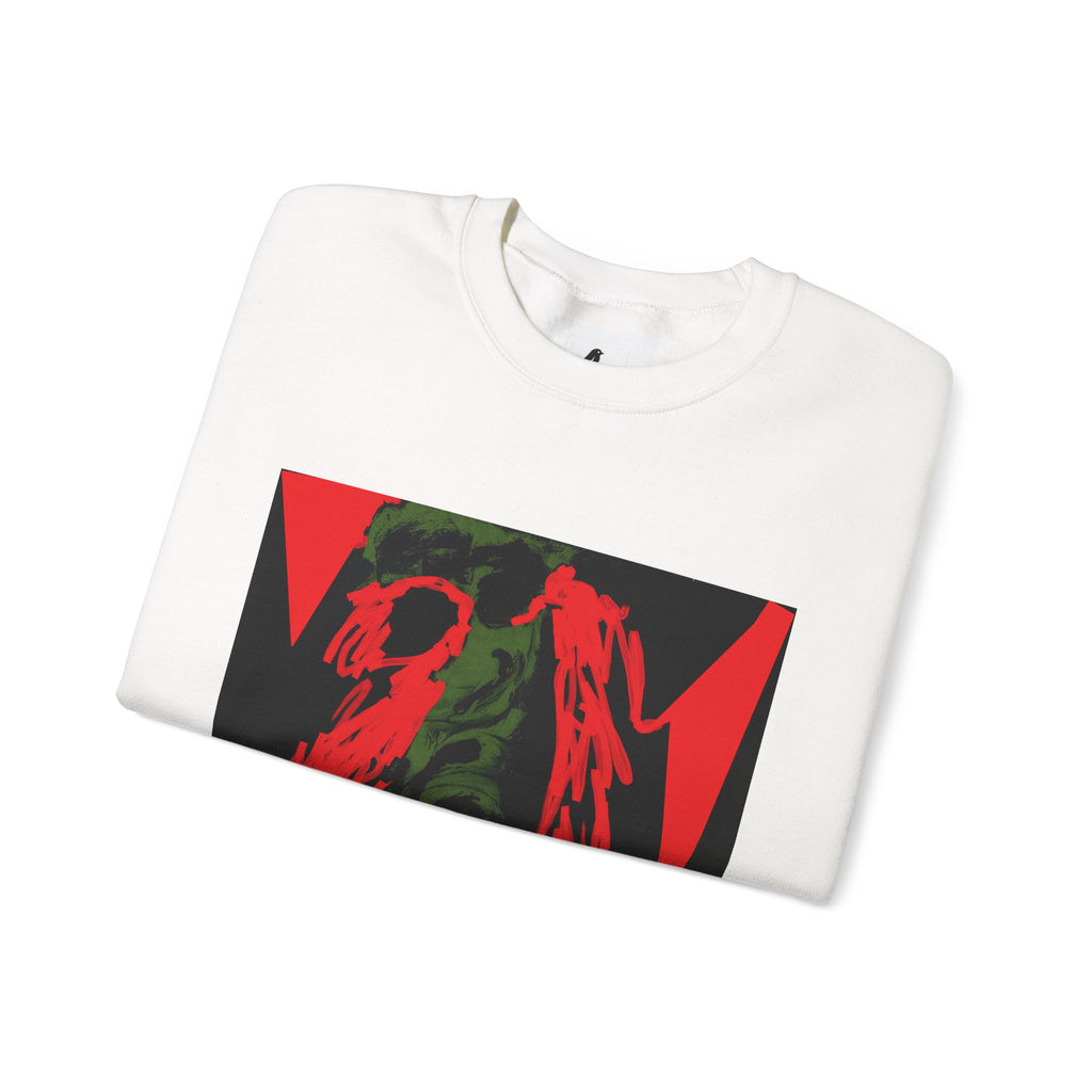 Nocturnal Dream Graphic Sweatshirt — Abstract Red & Green Art Crewneck