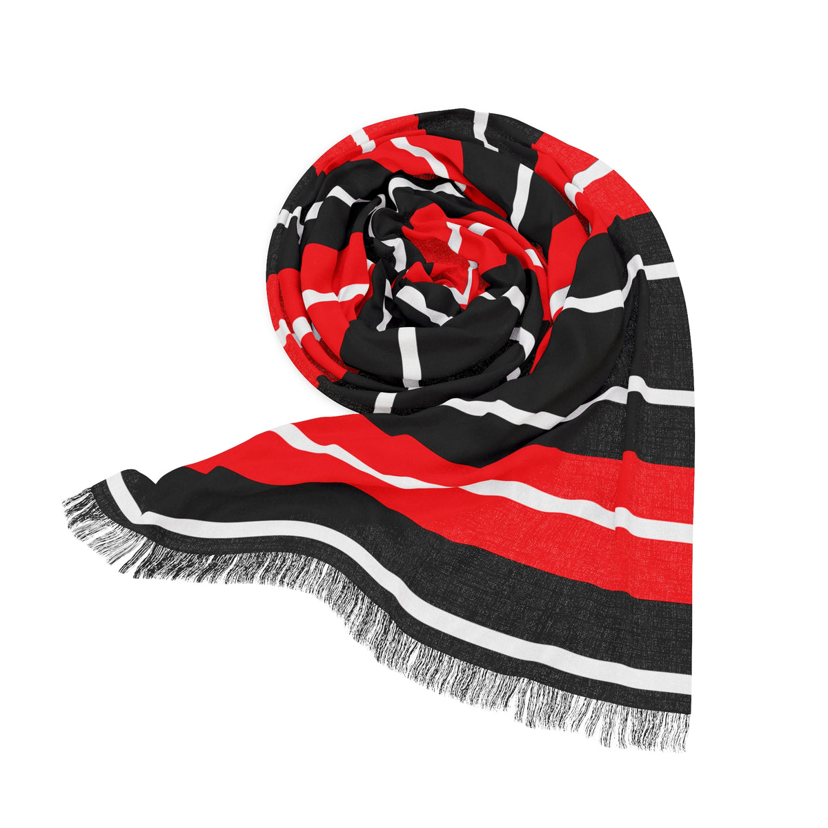 Striped Lightweight Scarf — Red & Black Minimalist Knit Wrap