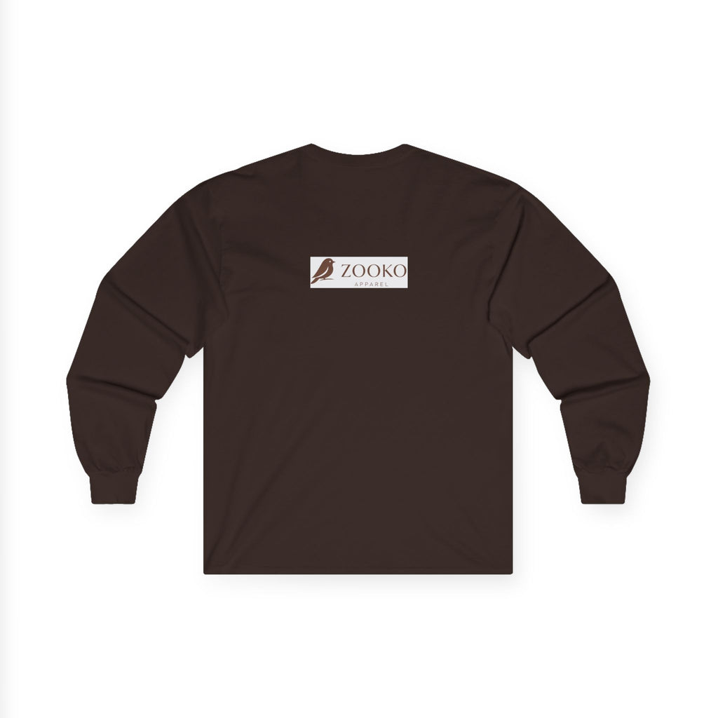 Azure Echo Long Sleeve Tee — Blue Stripe Silhouette Graphic