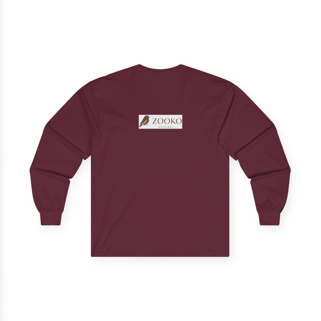Azure Echo Long Sleeve Tee — Blue Stripe Silhouette Graphic
