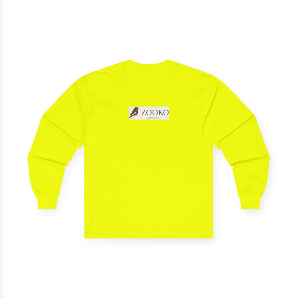 Azure Echo Long Sleeve Tee — Blue Stripe Silhouette Graphic