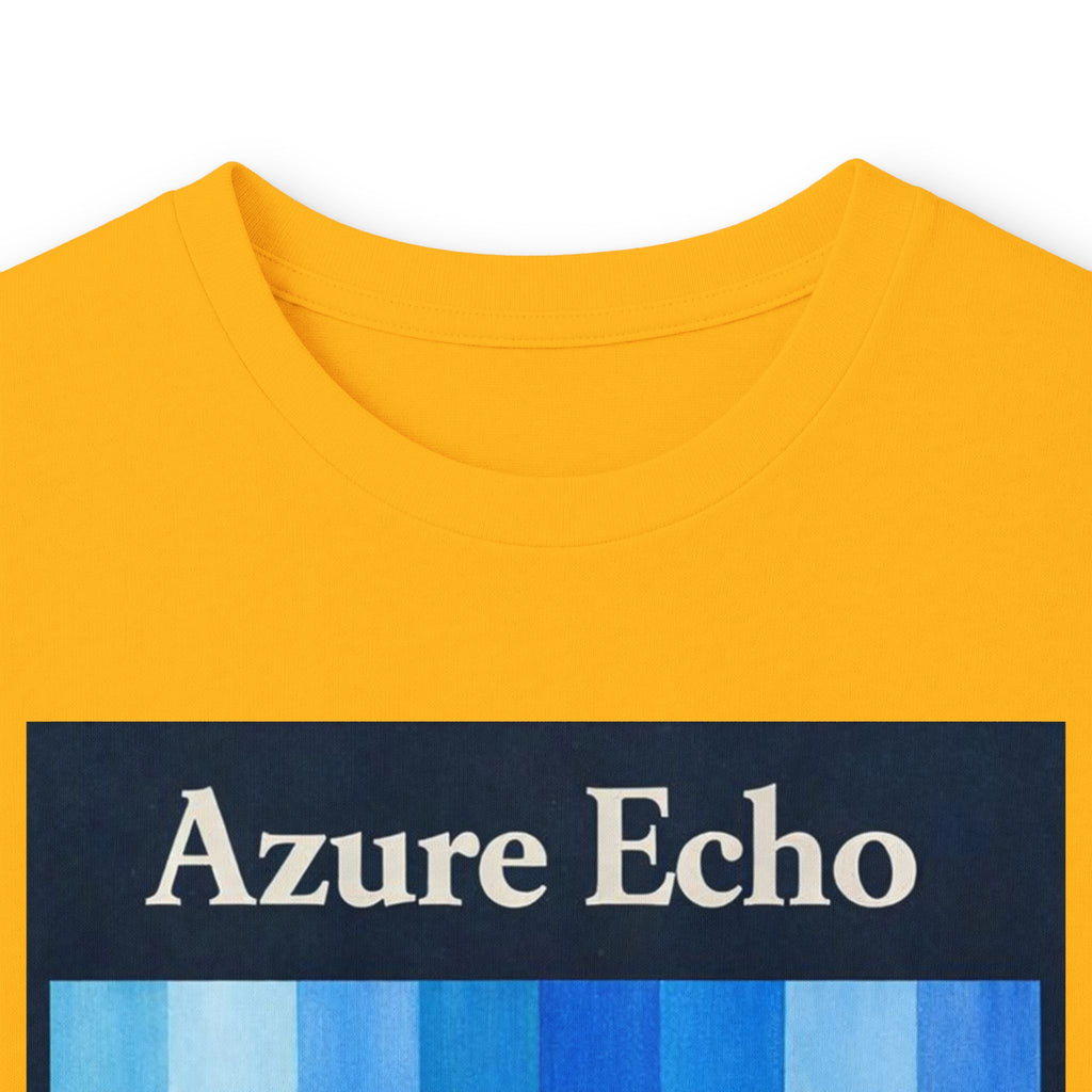 Azure Echo Long Sleeve Tee — Blue Stripe Silhouette Graphic
