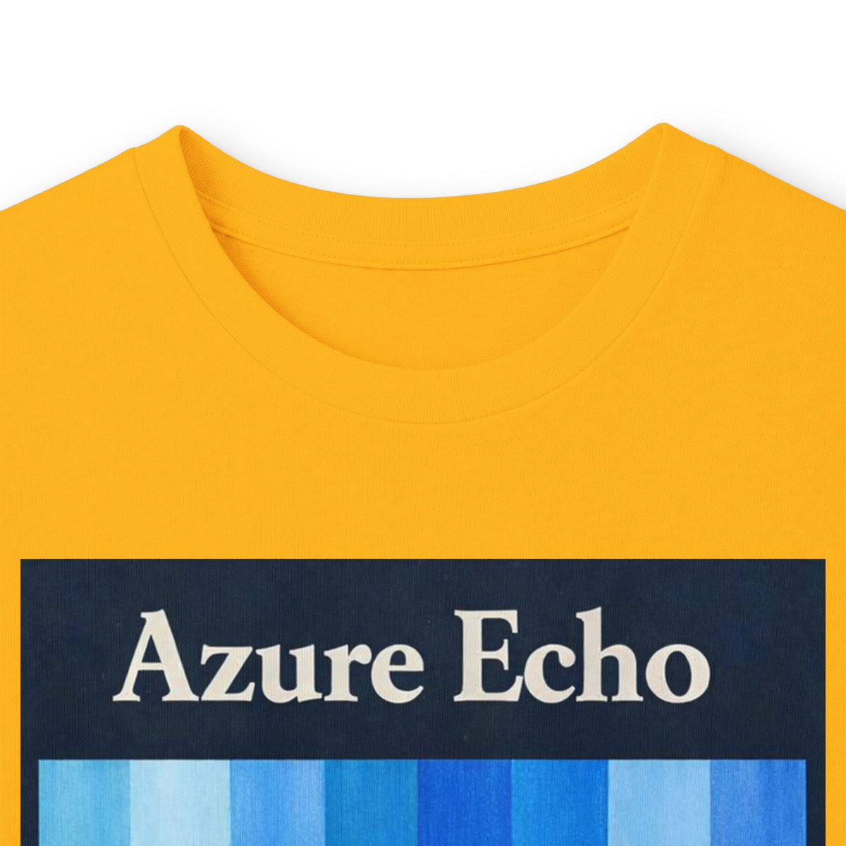 Azure Echo Long Sleeve Tee — Blue Stripe Silhouette Graphic