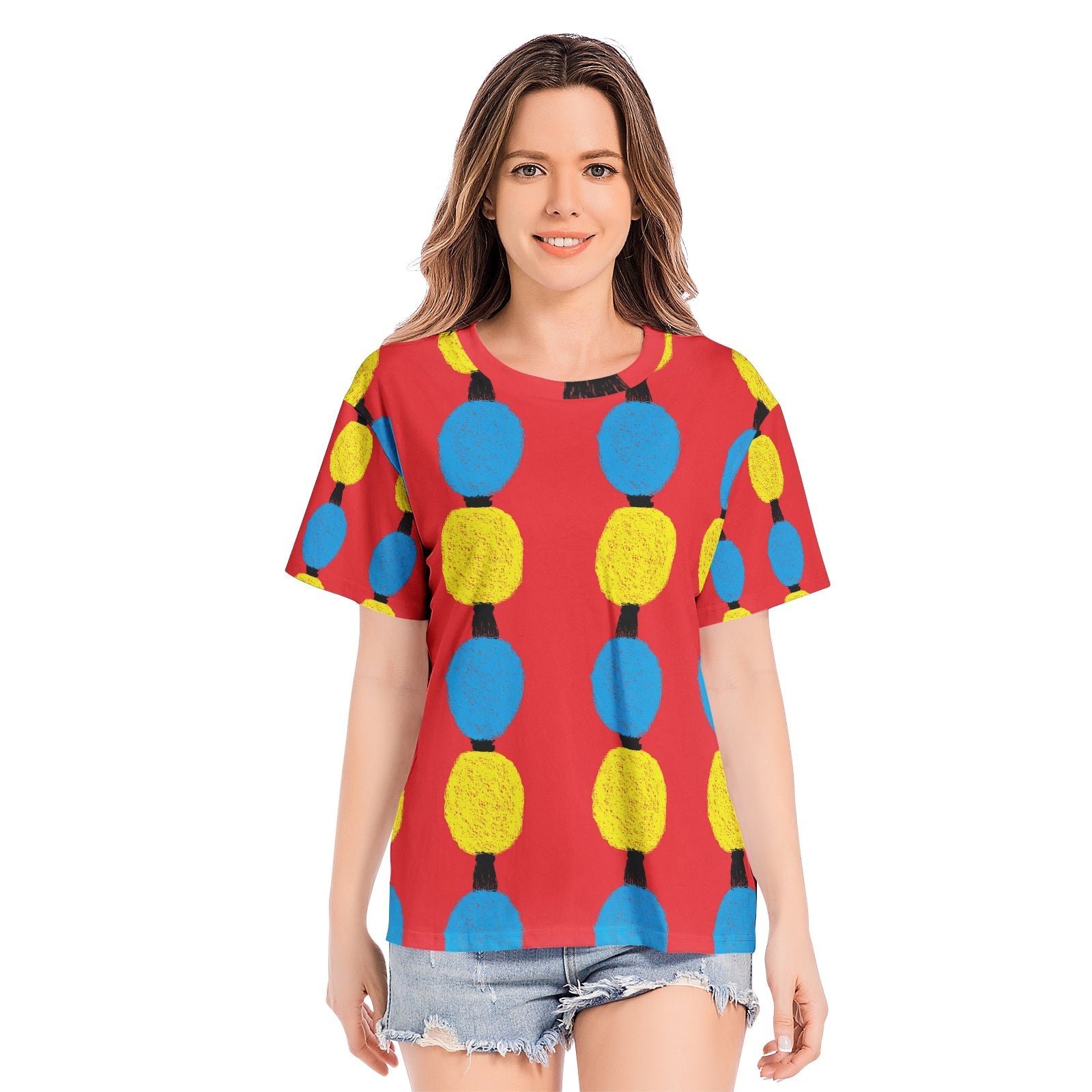 multicolor Unisex All-Over Print Cotton T-shirts