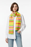 Neon Rainbow Stripe Scarf — Lightweight Pastel Spring Wrap