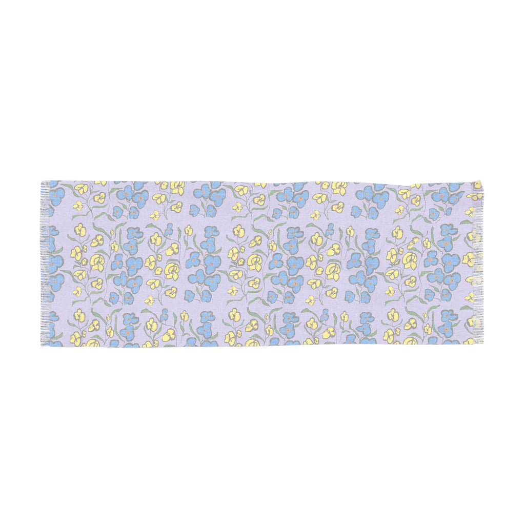 Pastel Floral Lightweight Scarf — Lavender Blue Yellow Spring Accessory