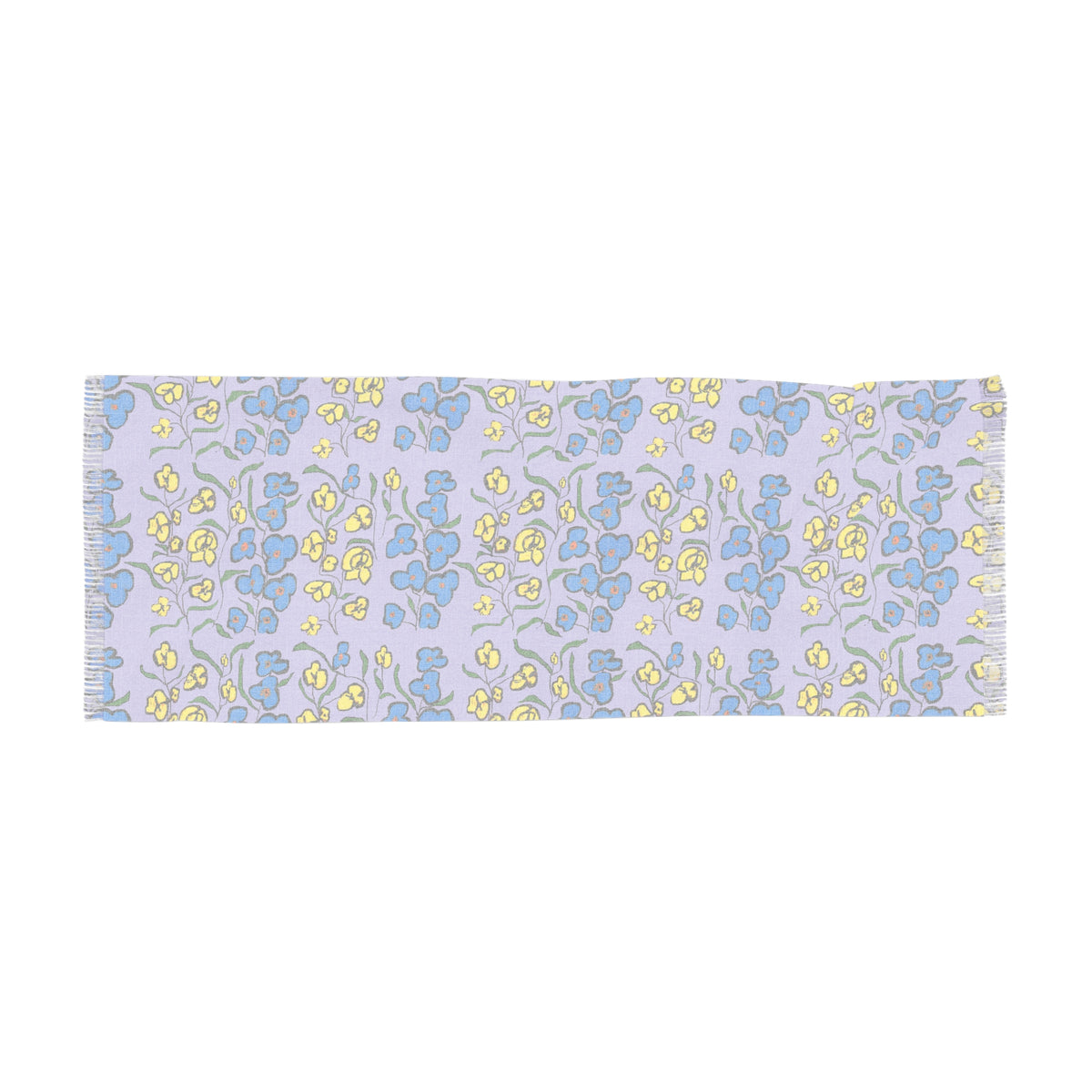 Pastel Floral Lightweight Scarf — Lavender Blue Yellow Spring Accessory