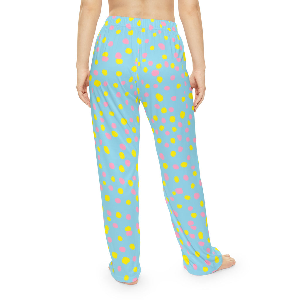 Polka Dot Pajama Pants - Pastel Blue Lounge Sleepwear for Women