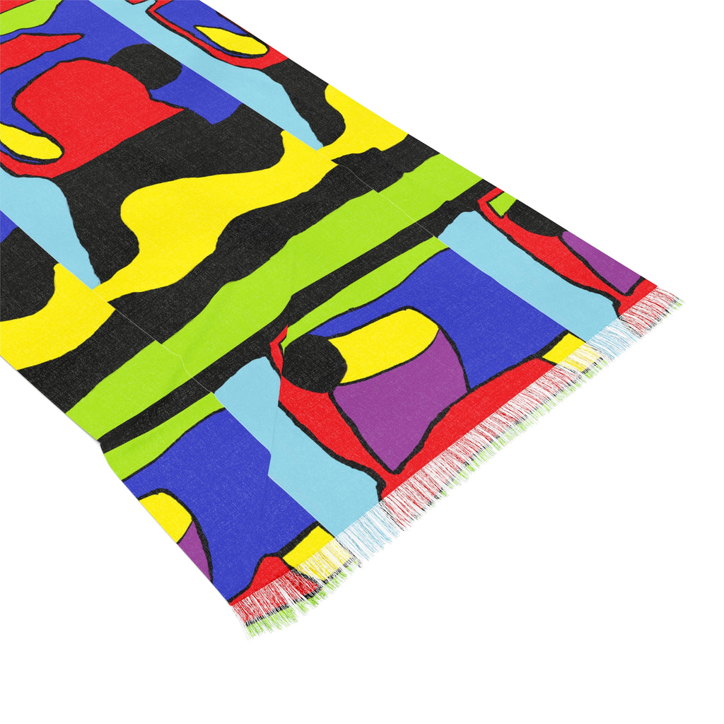 Abstract Pop Art Light Scarf – Bold Colorblock Fashion Wrap