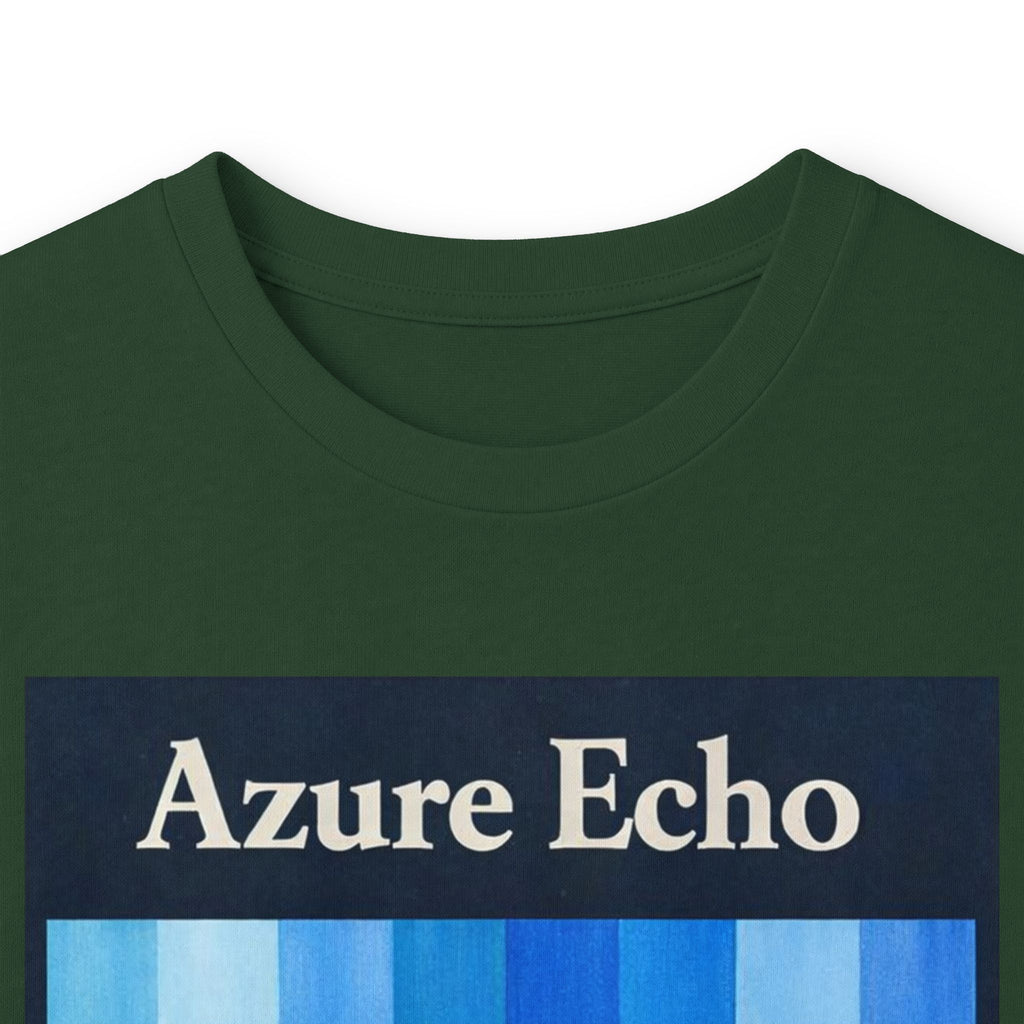 Azure Echo Long Sleeve Tee — Blue Stripe Silhouette Graphic