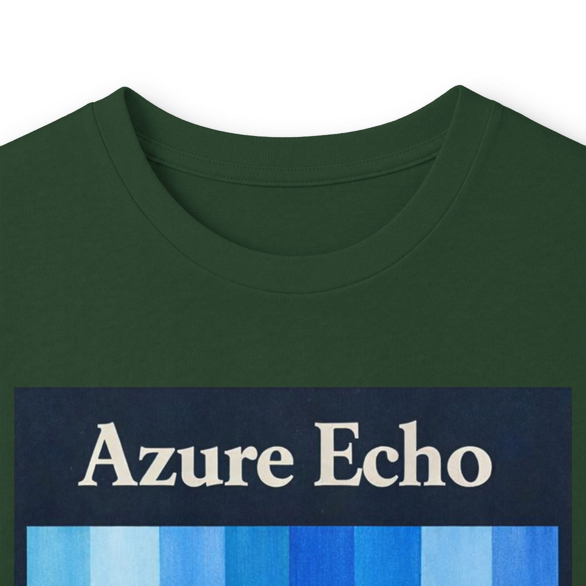 Azure Echo Long Sleeve Tee — Blue Stripe Silhouette Graphic