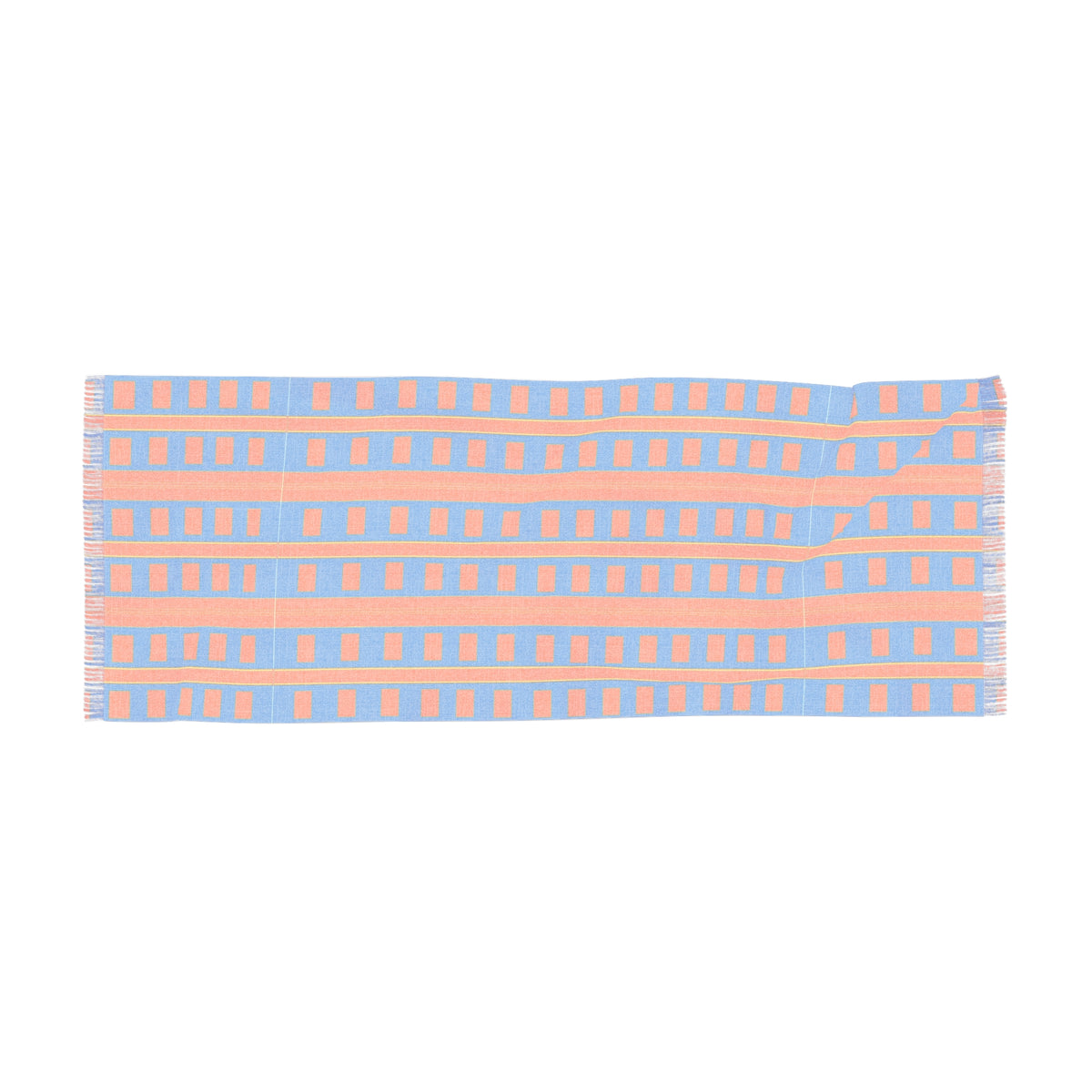 Geometric Stripe Lightweight Scarf — Colorblock Blue & Orange Fashion Wrap