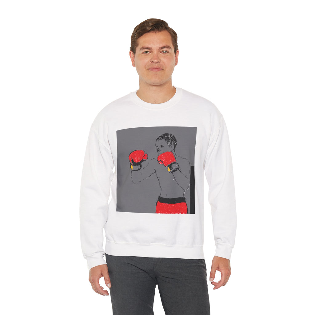 Boxing Illustration Crewneck Sweatshirt — Vintage Boxer Graphic Pullover