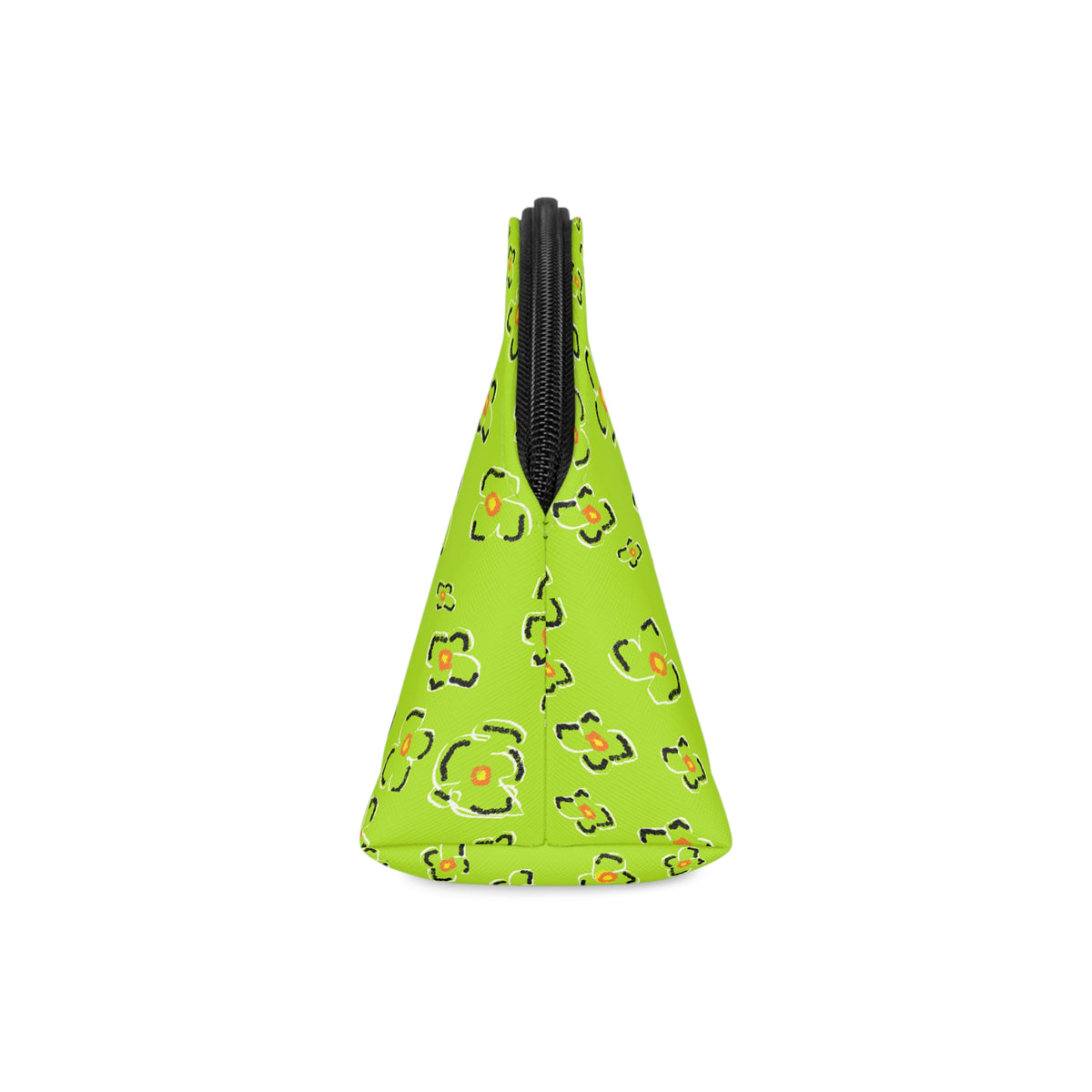 Green Floral Makeup Bag — Lime Leopard Print Cosmetic Pouch